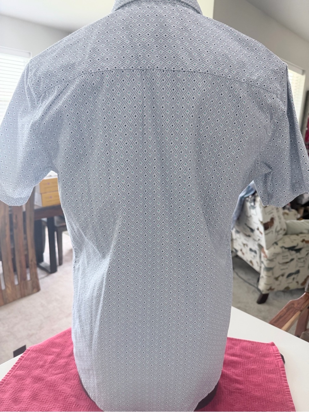 Monument Men's Light Blue Short-Sleeve Button-Down with Micro Pattern - Picture 5 of 7